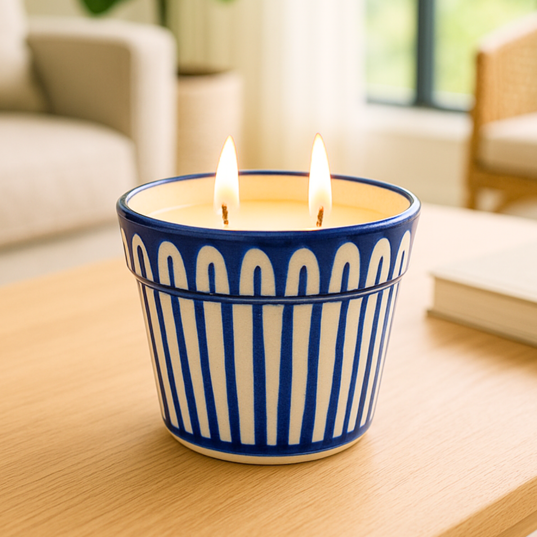 Heer (Raat Ki Rani) - Dastaan Series Candle in Blue Multani Pottery