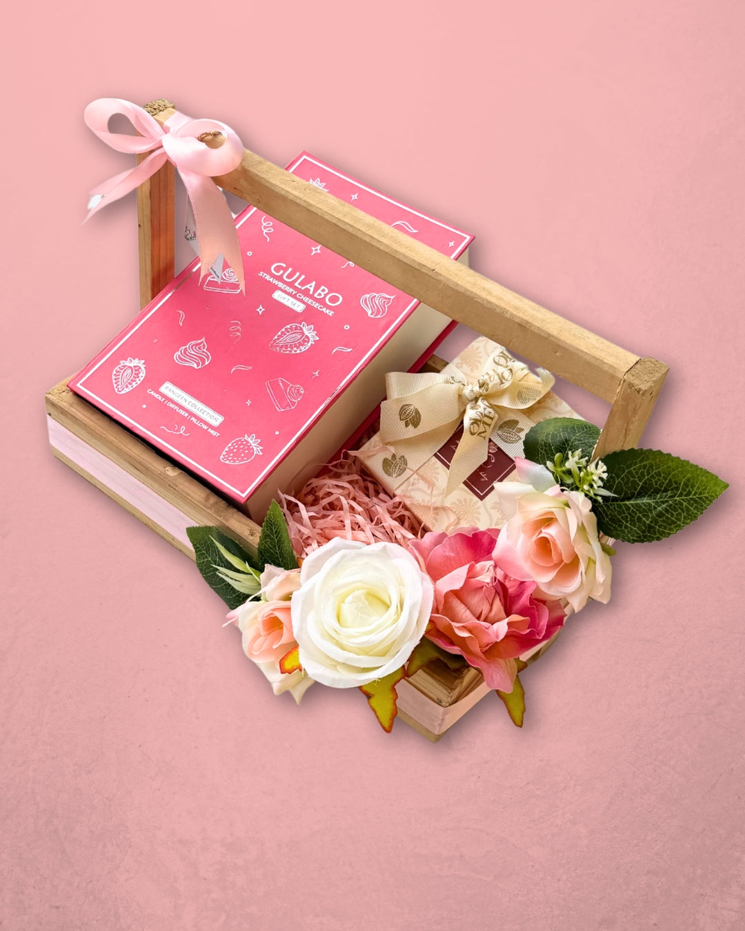 Mother's Day Gift Basket - Set of Candle, Diffuser, Pillow Mist with Premium Chocolates