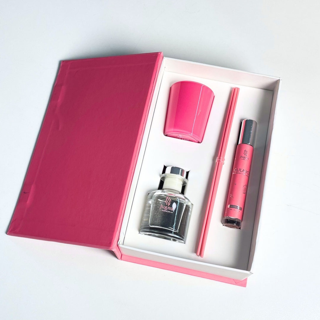 Gulabo (Strawberry Cheesecake) Gift set - Candle | Diffuser | Pillow Mist