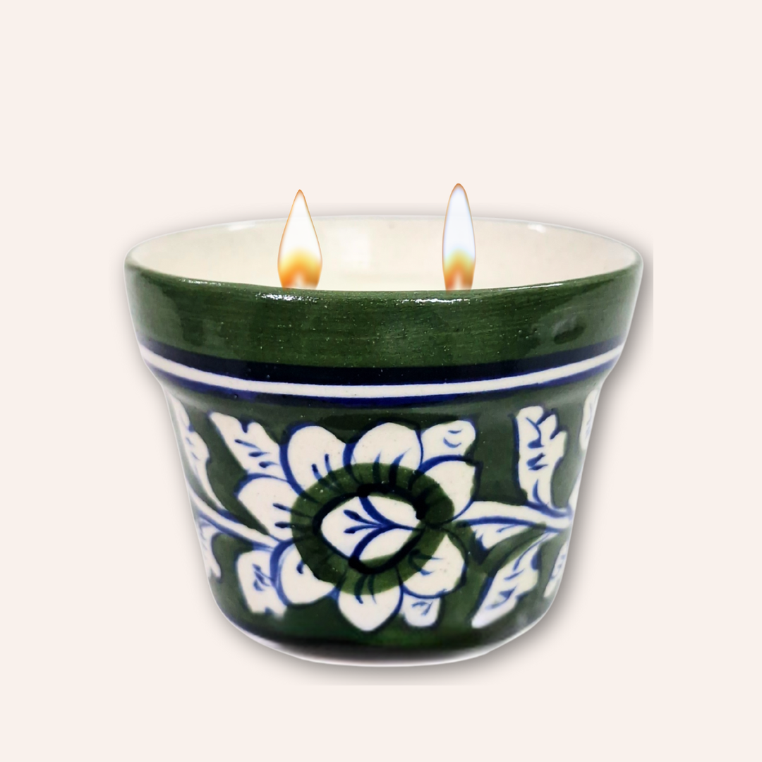 Noori (Magnolia) - Dastaan Series Candle in Blue Multani Pottery