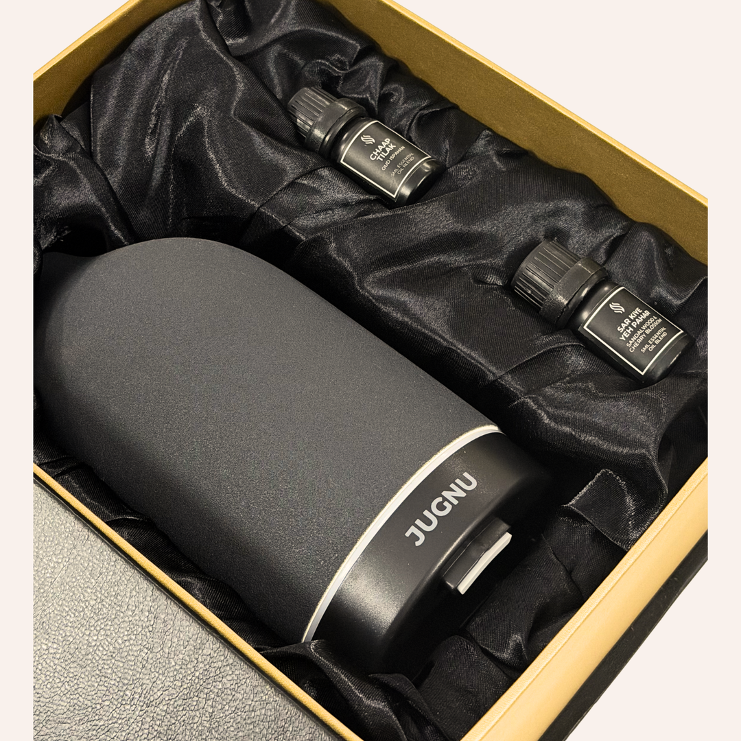 Gift Box - Aromatic Oil Diffuser - Black Noir with 2 Essential Oils