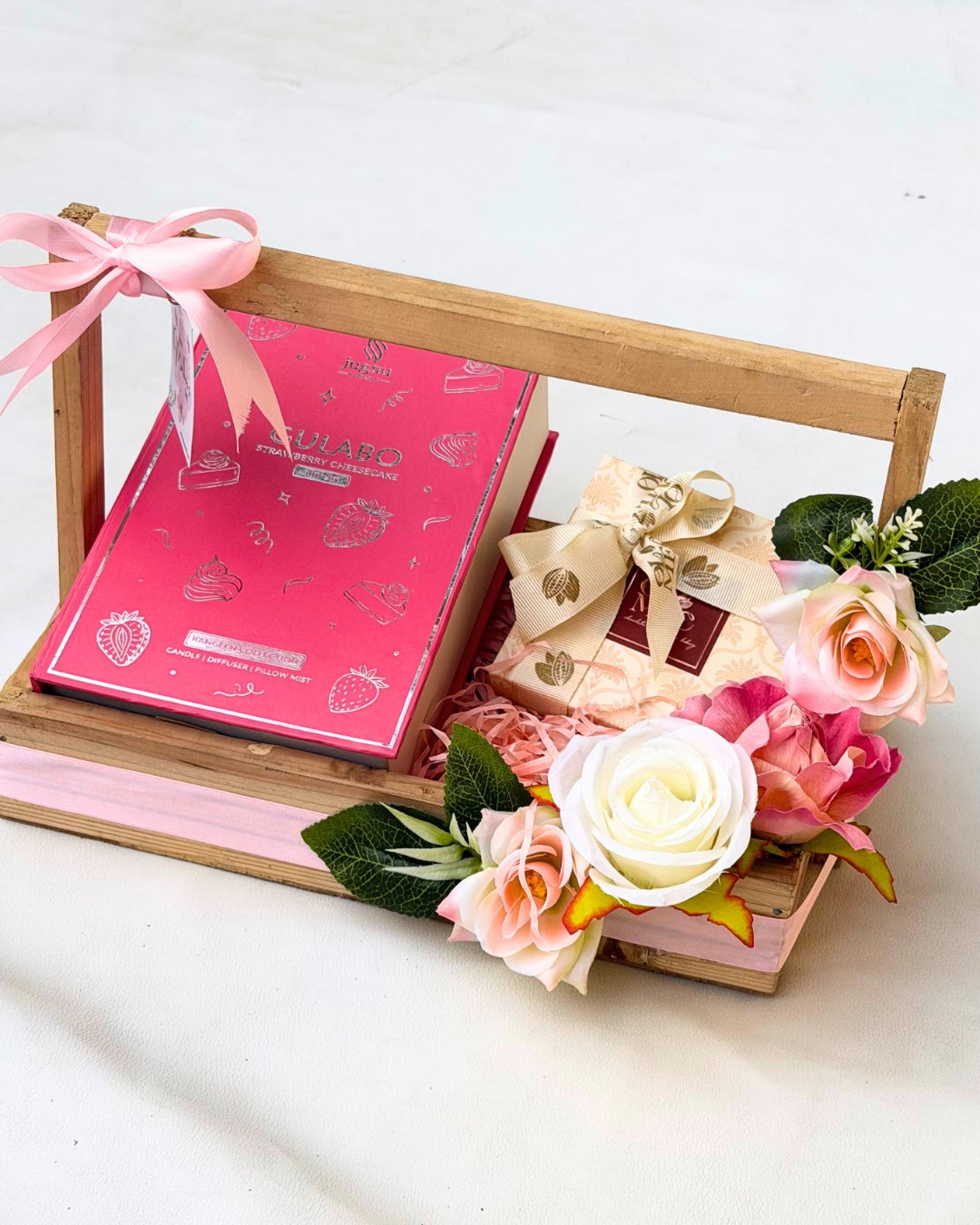 Mother's Day Gift Basket - Set of Candle, Diffuser, Pillow Mist with Premium Chocolates