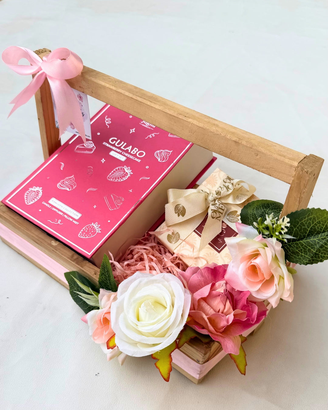 Mother's Day Gift Basket - Set of Candle, Diffuser, Pillow Mist with Premium Chocolates