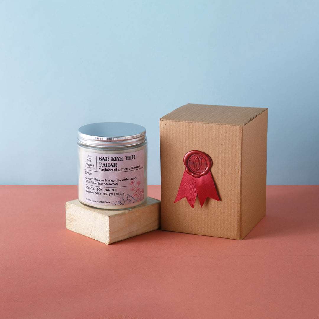 Sar Kiye Yeh Pahar (Sandalwood & Cherry Blossom) - Hand-poured Scented Soy Candle